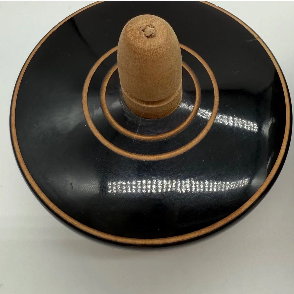 Carved Wood Trinket Box Round Lidded Jar with Knob Unique‎ Pattern-scratch